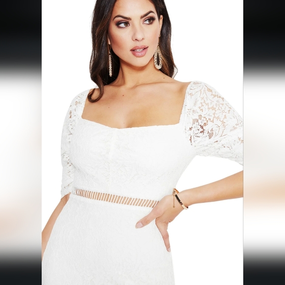 BRAND NEW Bebe Lace off shoulder white dress - Picture 4 of 7
